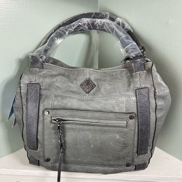 NWT new Simply Vera Wang Gray Charcoal Leather Handbag Purse Bag Kohls - Picture 1 of 15